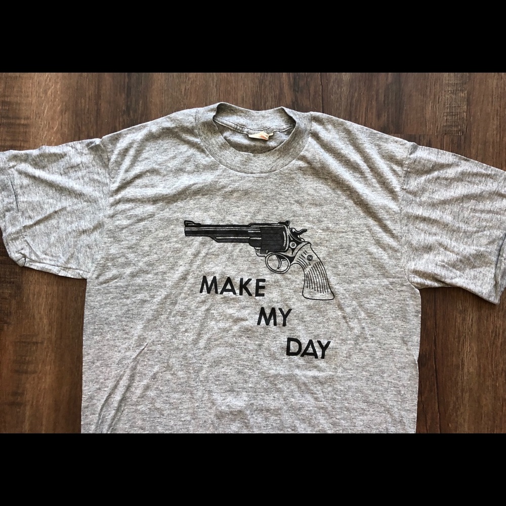 Vtg 1970s Make My Day T Shirt L 50/50 USA rare